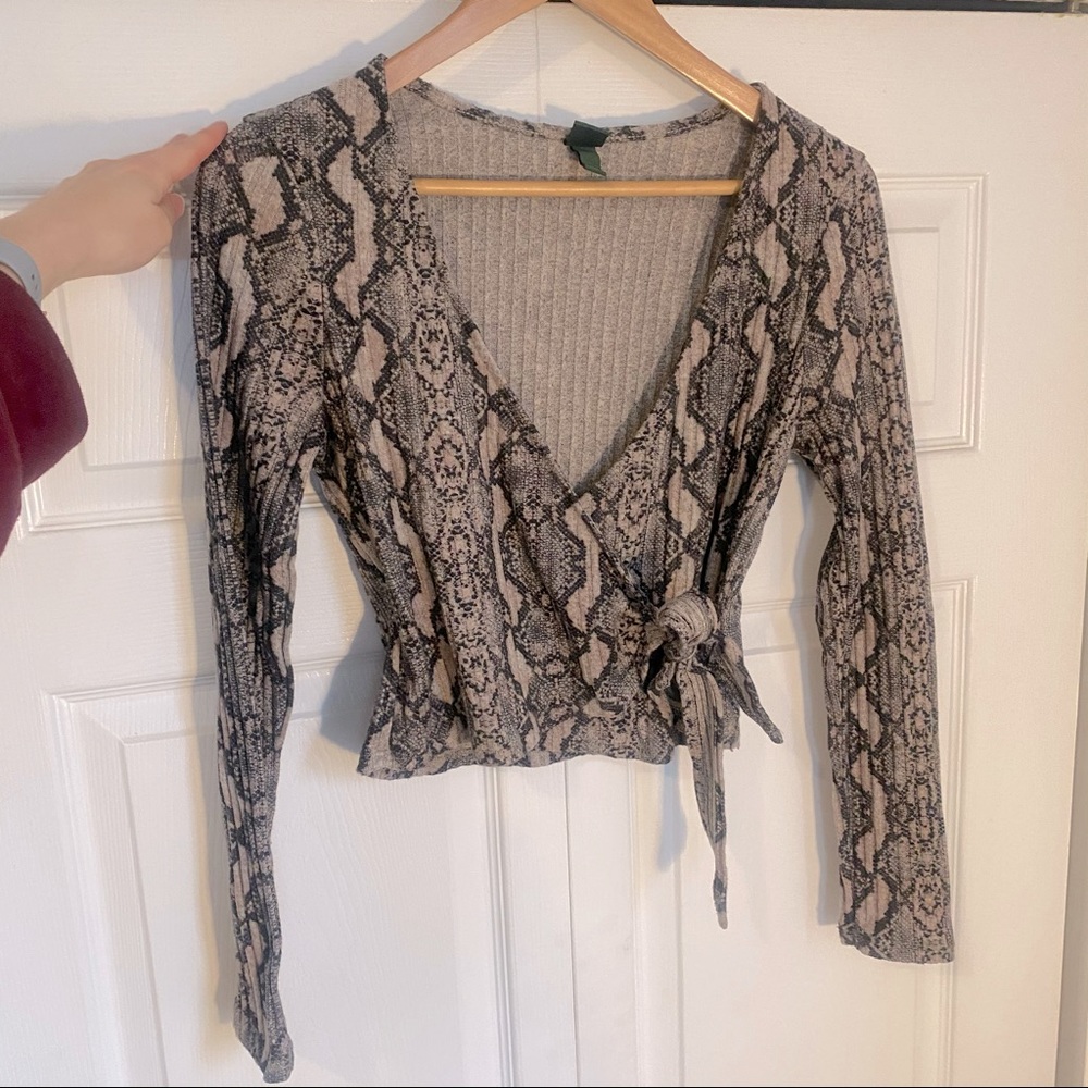 Snake Print Wrap Top